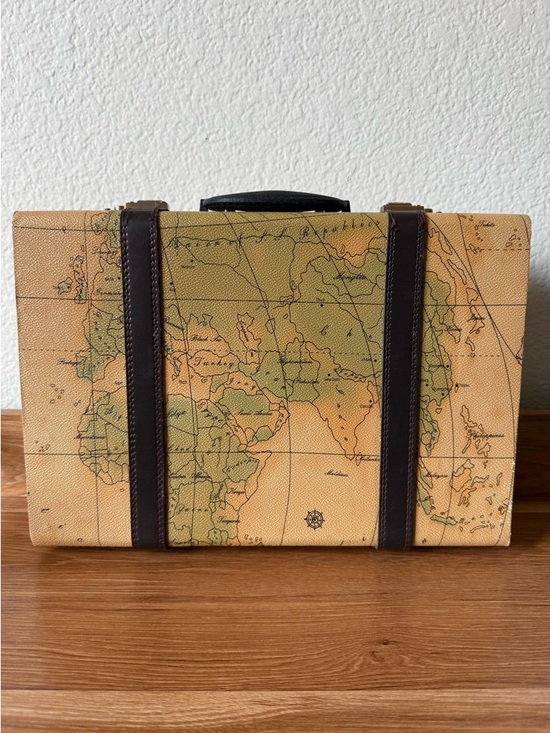 Other - Map-Print Travel Briefcase in Tan and Brown